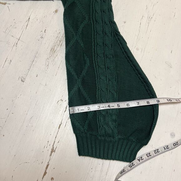 CHOLES Vestidos - Green - Cable Knit Sweater - Drop Sleeve - Mock Turtle Neck L - Picture 9 of 13